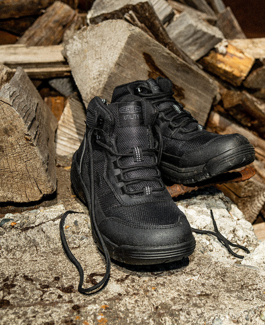 Keen Men's Skokie Waterproof Work Boot (Soft Toe) Black/Black