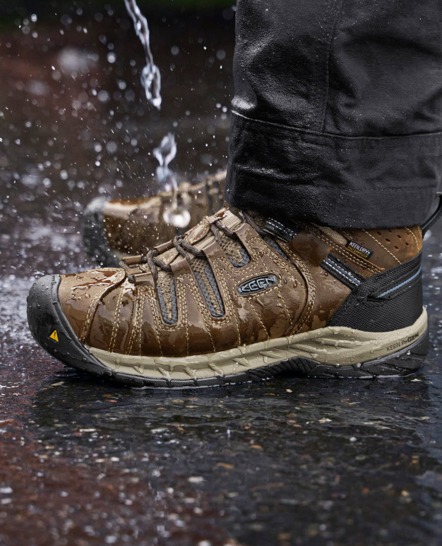 Keen Men's Flint II Waterproof Boot (Steel Toe) Cascade Brown/Orion Blue