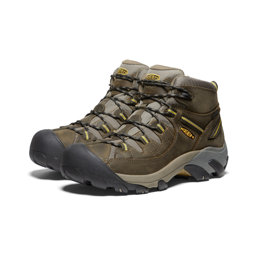 Keen Men's Targhee II Mid Waterproof Hiking Boots Black Olive/Yellow