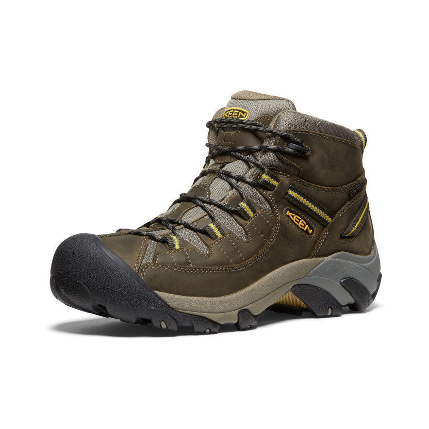Keen Men's Targhee II Mid Waterproof Hiking Boots Black Olive/Yellow