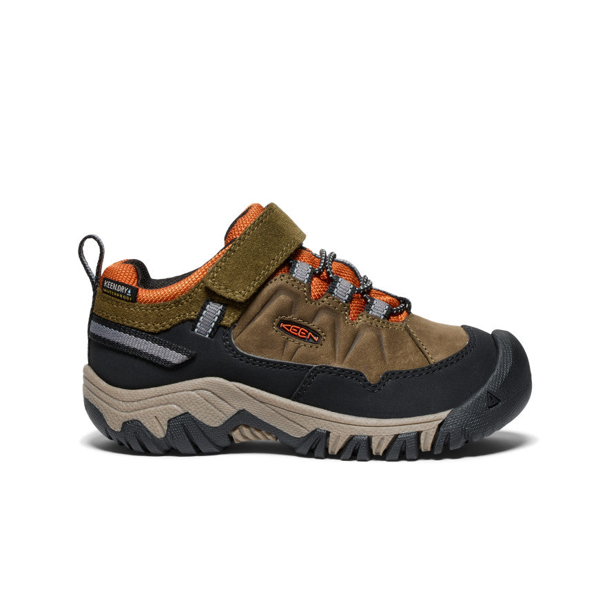 Keen Little Kids' Targhee IV Waterproof Hiking Shoe Dark Olive/Gold Flame