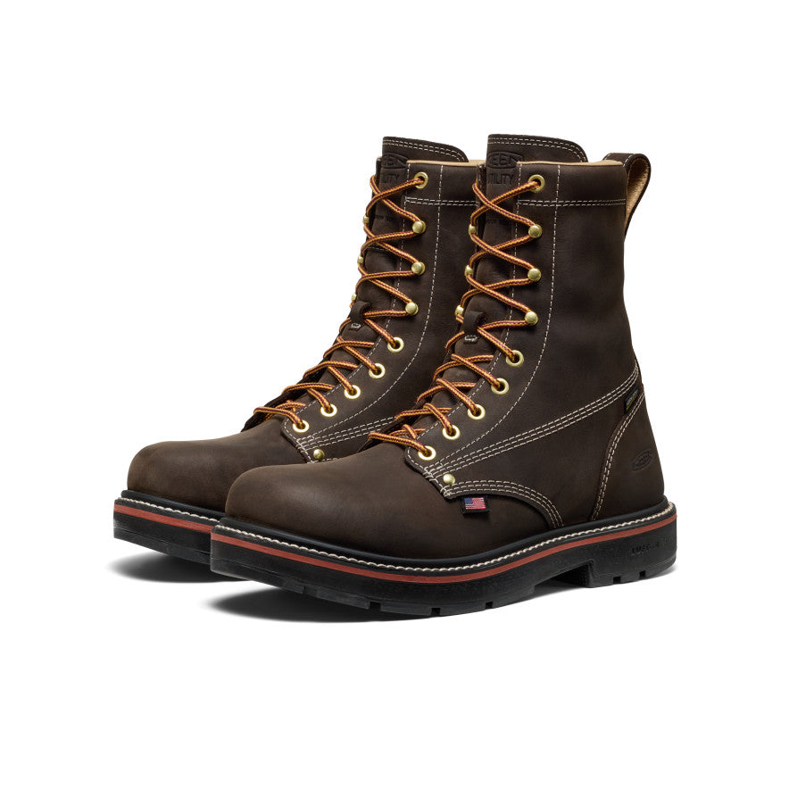 Keen Men's Liberty 8" Waterproof 90° Heel Boot (Carbon Toe) Coffee Bean/Black