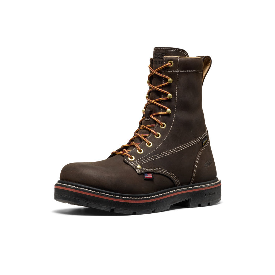 Keen Men's Liberty 8" Waterproof 90° Heel Boot (Carbon Toe) Coffee Bean/Black