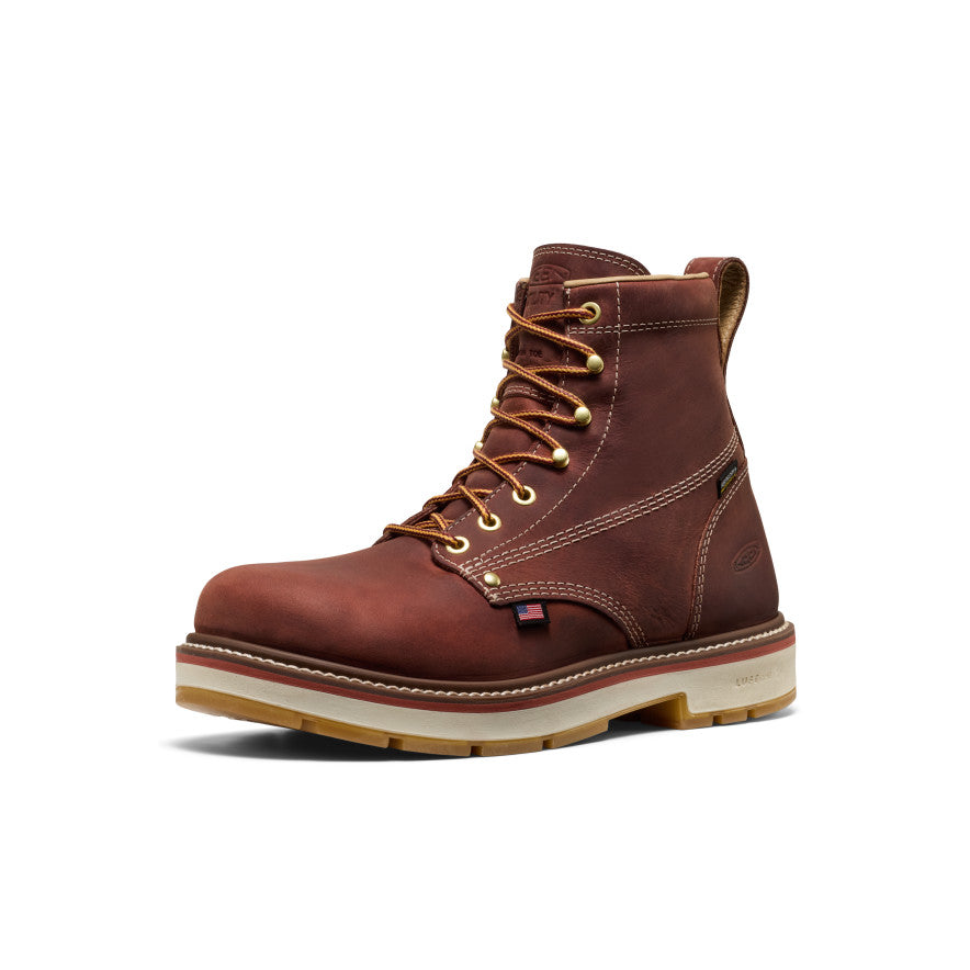 Keen Men's Liberty 6" Waterproof 90° Heel Boot (Carbon Toe) Bombay Brown/Gum