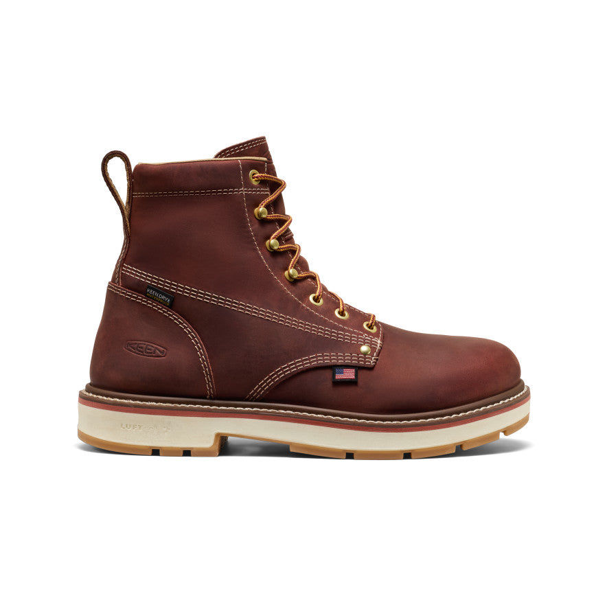 Keen Men's Liberty 6" Waterproof 90° Heel Boot (Soft Toe) Bombay Brown/Gum
