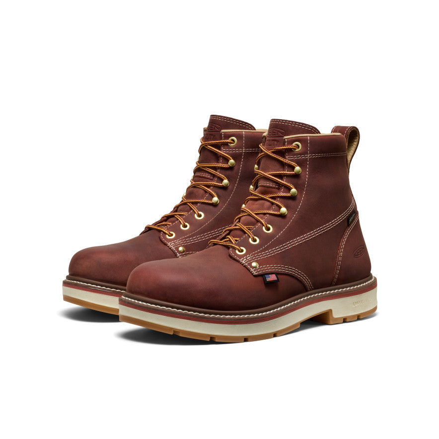 Keen Men's Liberty 6" Waterproof 90° Heel Boot (Soft Toe) Bombay Brown/Gum