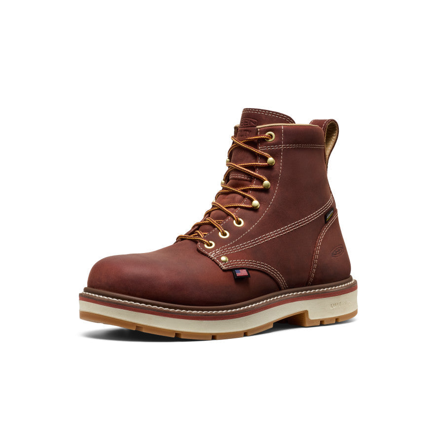 Keen Men's Liberty 6" Waterproof 90° Heel Boot (Soft Toe) Bombay Brown/Gum