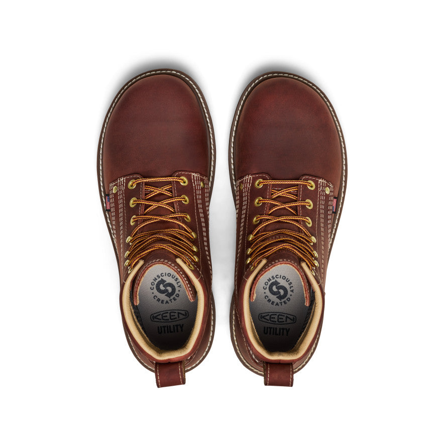 Keen Men's Liberty 6" Waterproof 90° Heel Boot (Soft Toe) Bombay Brown/Gum