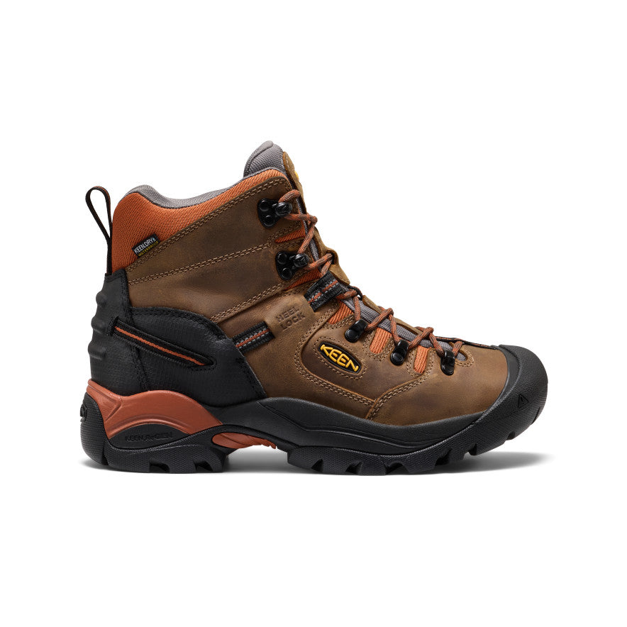 Keen Men's Pittsburgh Energy 6" Waterproof Boot (Soft Toe) Cascade Brown/Black
