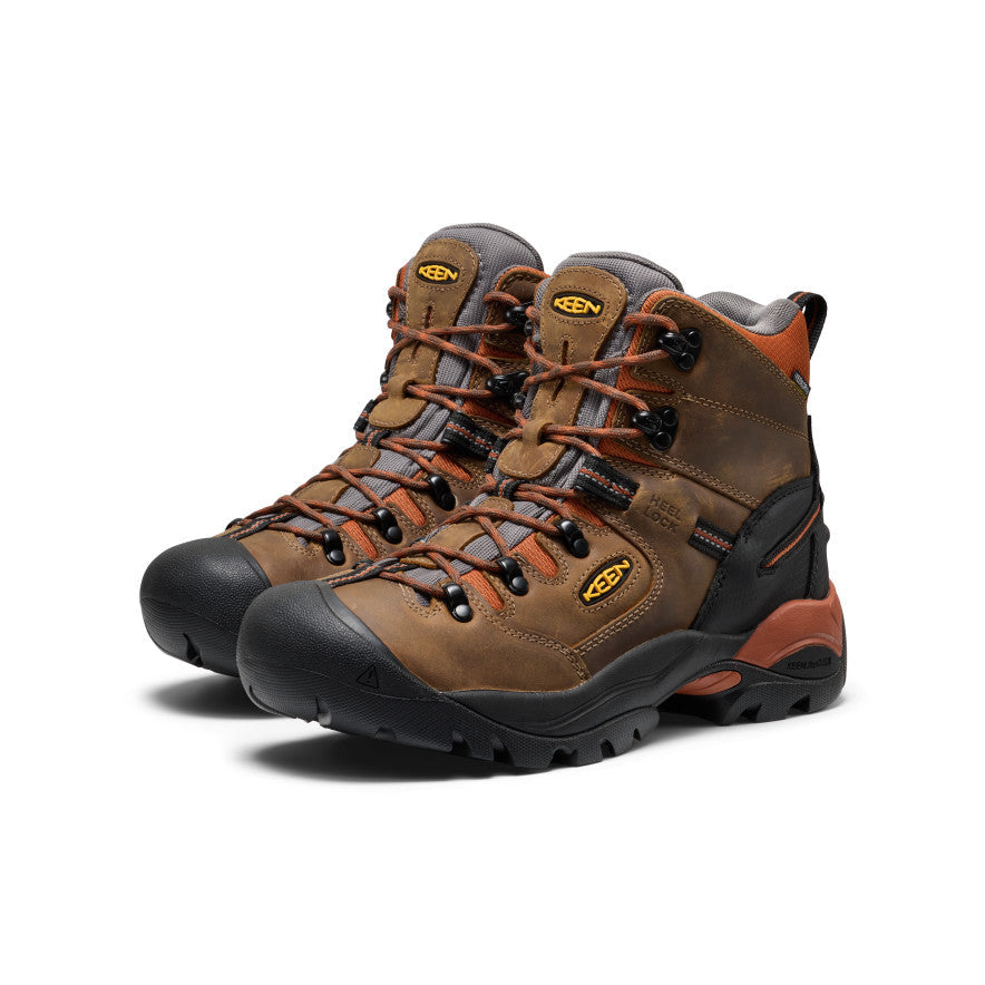 Keen Men's Pittsburgh Energy 6" Waterproof Boot (Soft Toe) Cascade Brown/Black