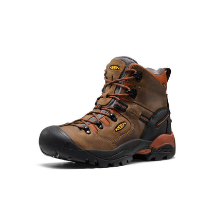 Keen Men's Pittsburgh Energy 6" Waterproof Boot (Soft Toe) Cascade Brown/Black