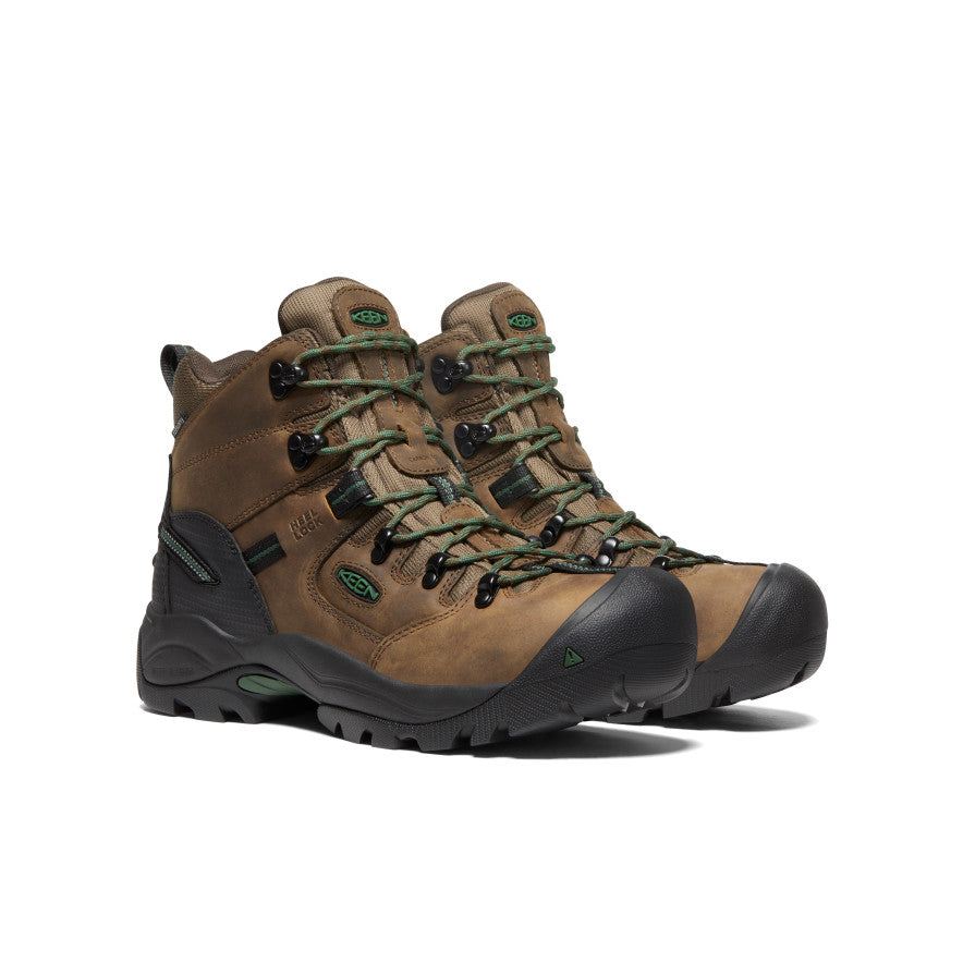 Keen Men's Pittsburgh Energy 6" Waterproof Boot (Carbon Toe) Cascade Brown/Greener Pastures