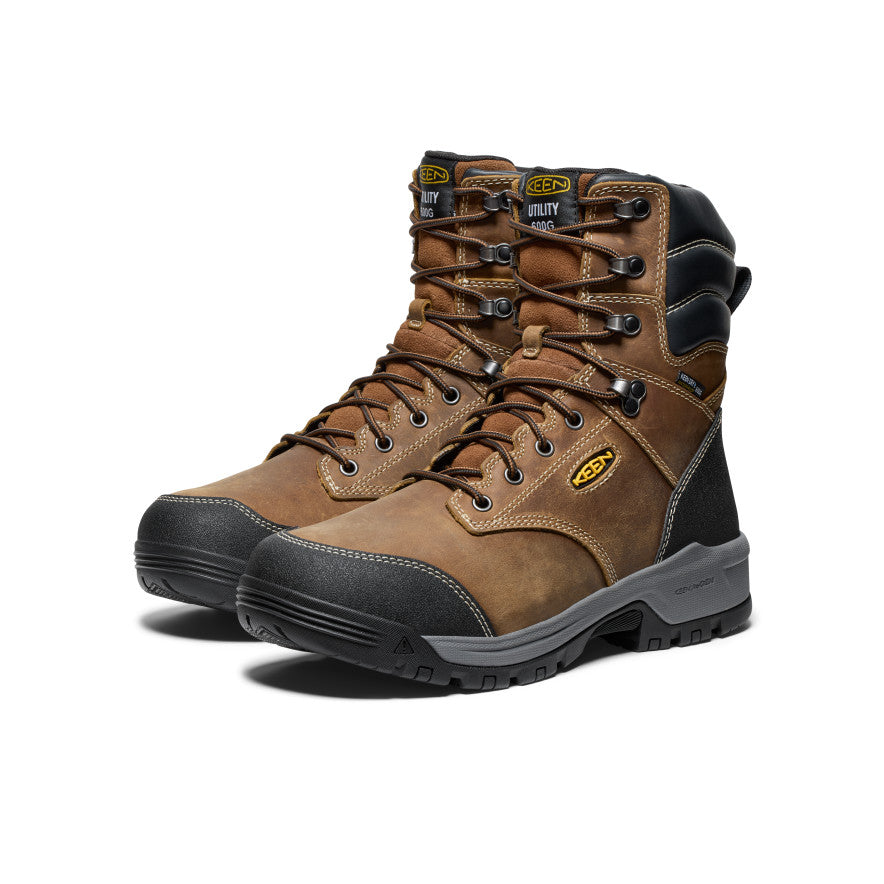 Keen Men's Evanston 8" Insulated Waterproof Boot (Soft Toe) Bison/Black