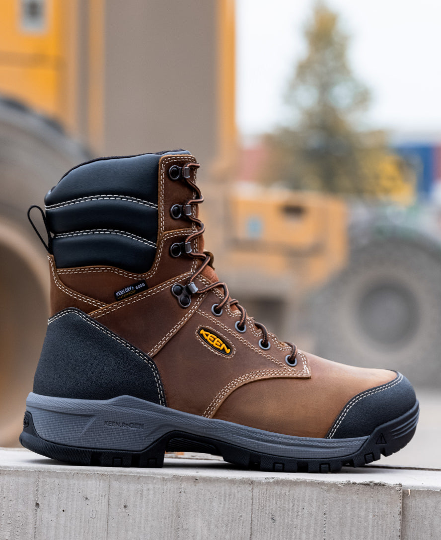 Keen Men's Evanston 8" Insulated Waterproof Boot (Soft Toe) Bison/Black