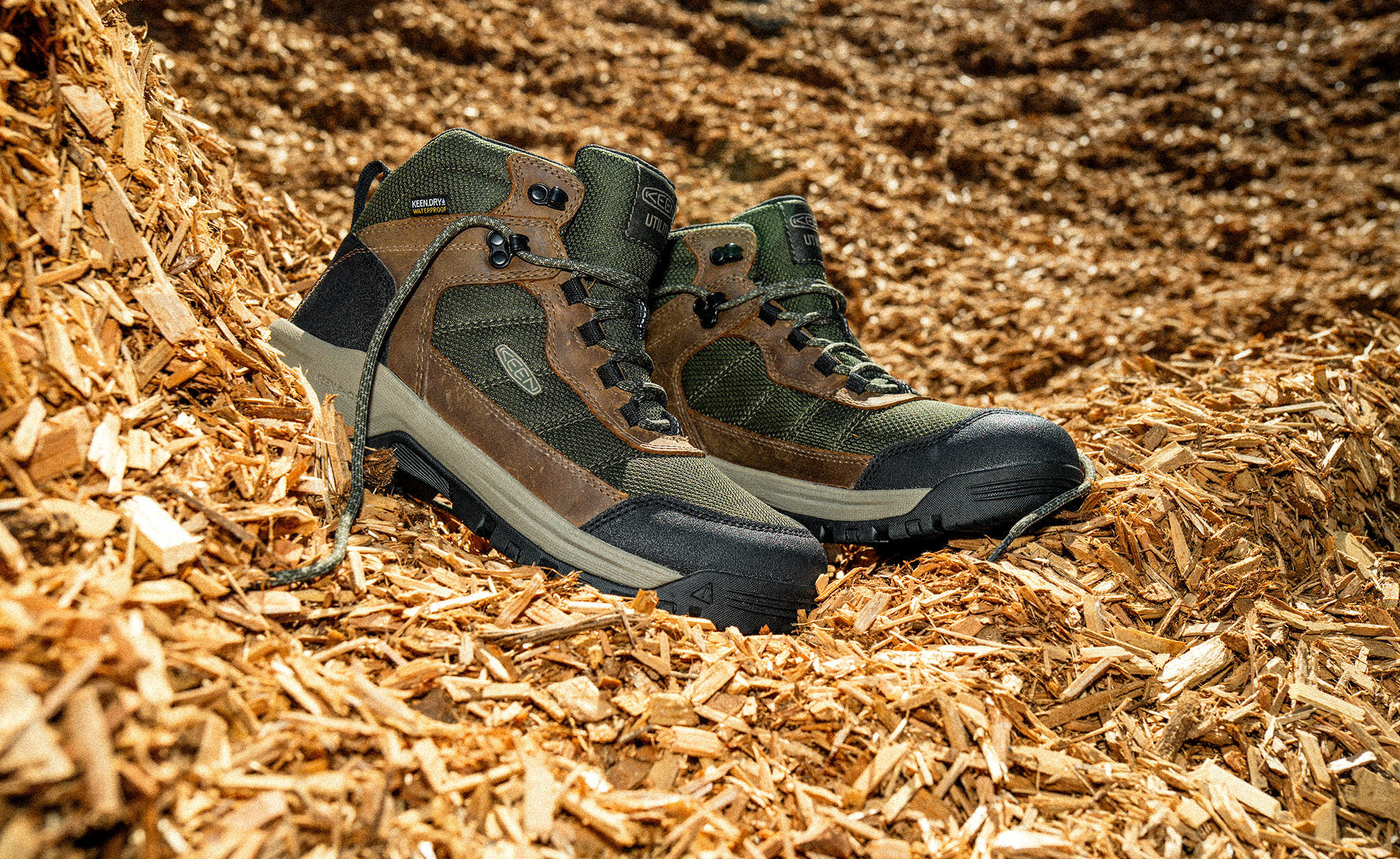 Keen Men's Skokie Waterproof Work Boot (Soft Toe) Forest Night/Black