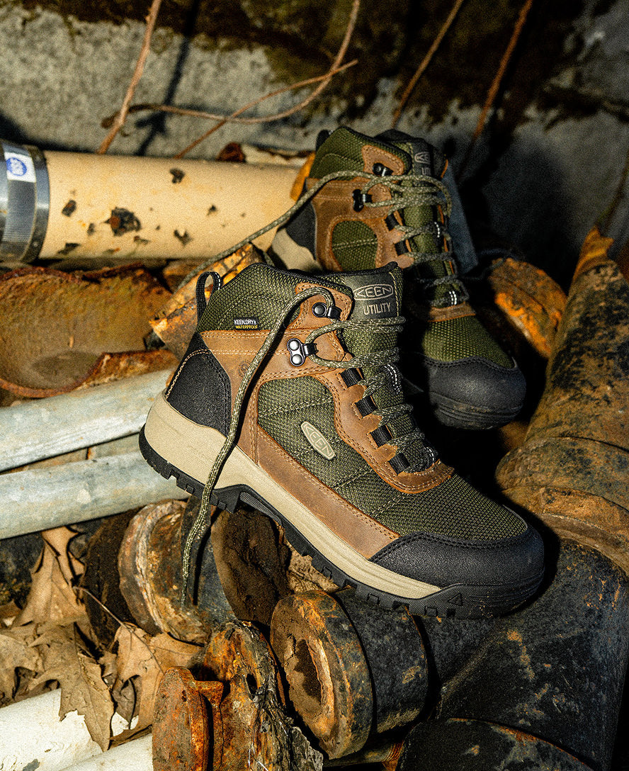 Keen Men's Skokie Waterproof Work Boot (Soft Toe) Forest Night/Black