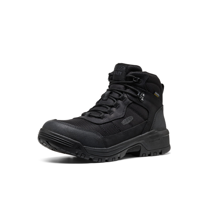 Keen Men's Skokie Waterproof Work Boot (Soft Toe) Black/Black