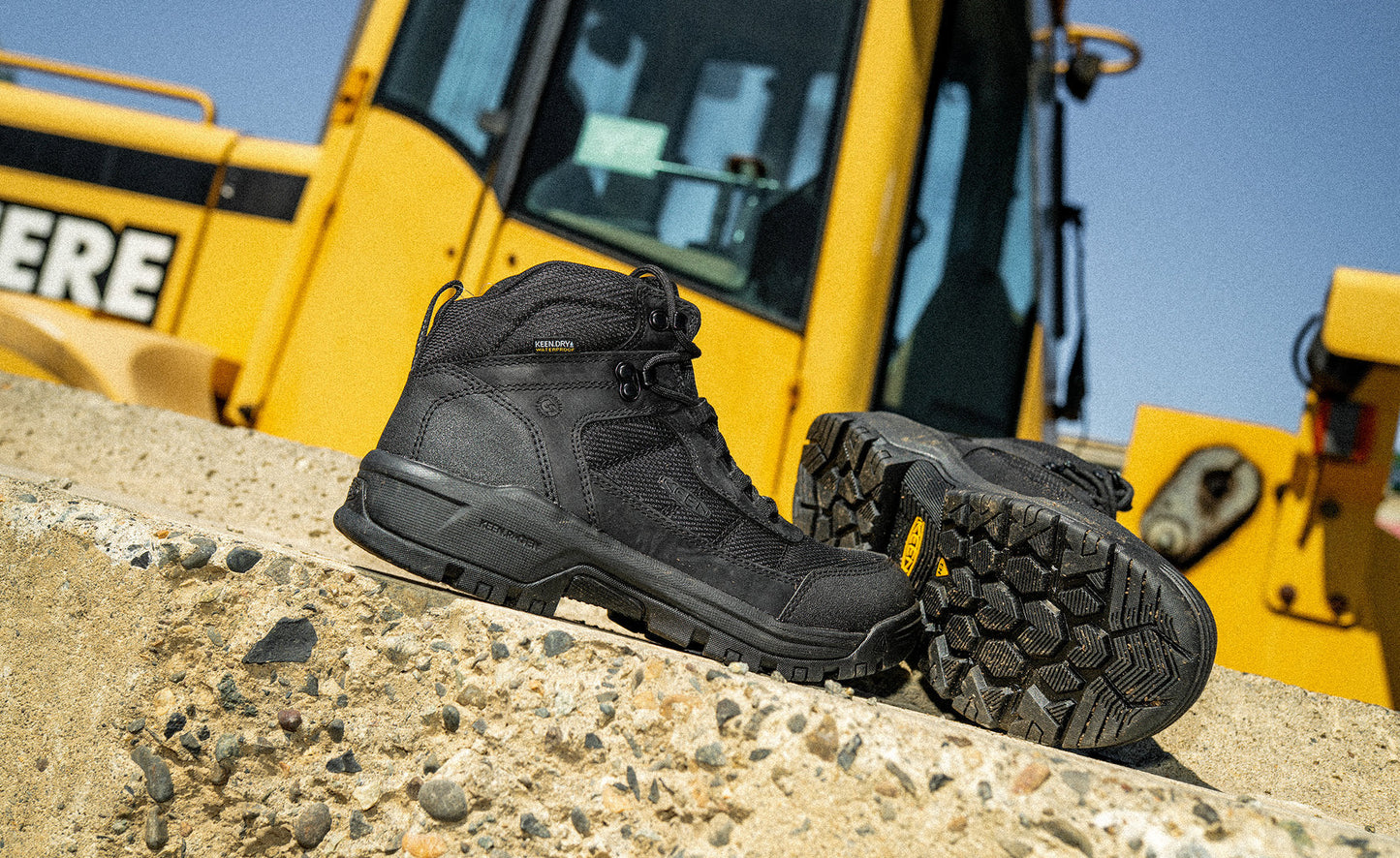 Keen Men's Skokie Waterproof Work Boot (Soft Toe) Black/Black