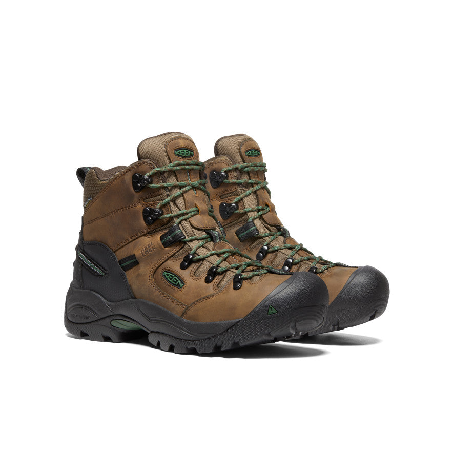Keen Men's Pittsburgh Energy 6" Waterproof Boot (Soft Toe) Cascade Brown/Greener Pastures
