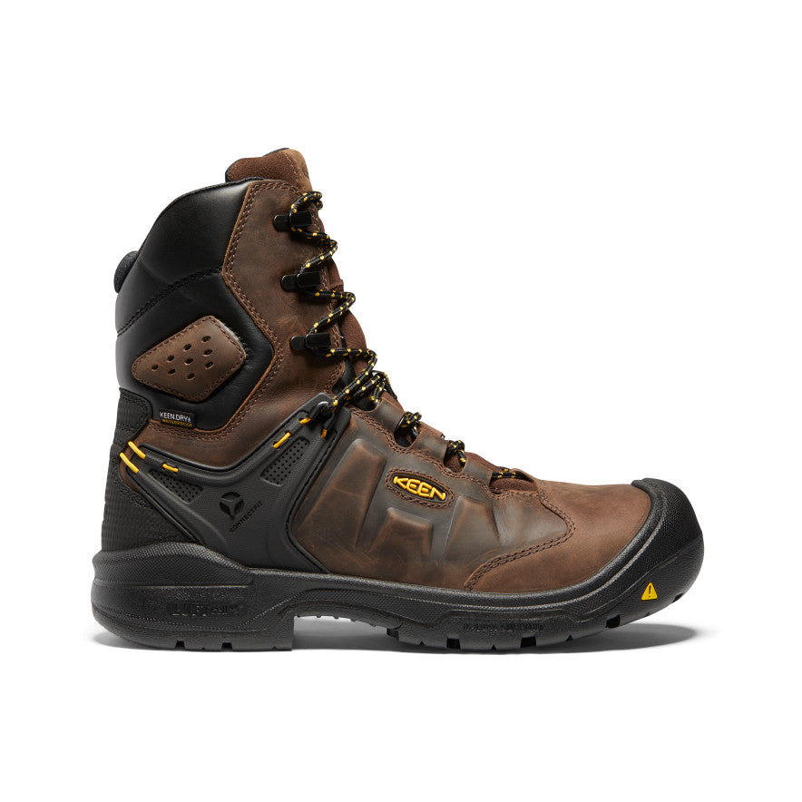 Keen Men's Dover 8" Waterproof Boot (Carbon Toe) Dark Earth/Black