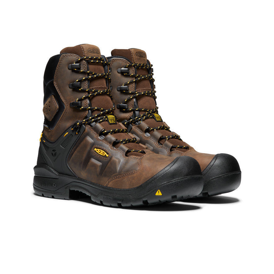 Keen Men's Dover 8" Waterproof Boot (Carbon Toe) Dark Earth/Black