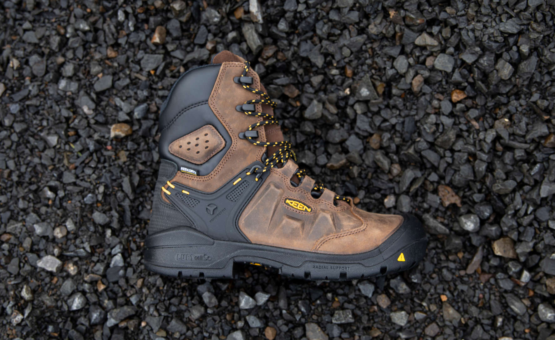 Keen Men's Dover 8" Waterproof Boot (Carbon Toe) Dark Earth/Black