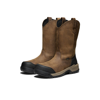 Keen Men's Evanston Pull-On Waterproof Boot (Carbon Toe) Bison/Black