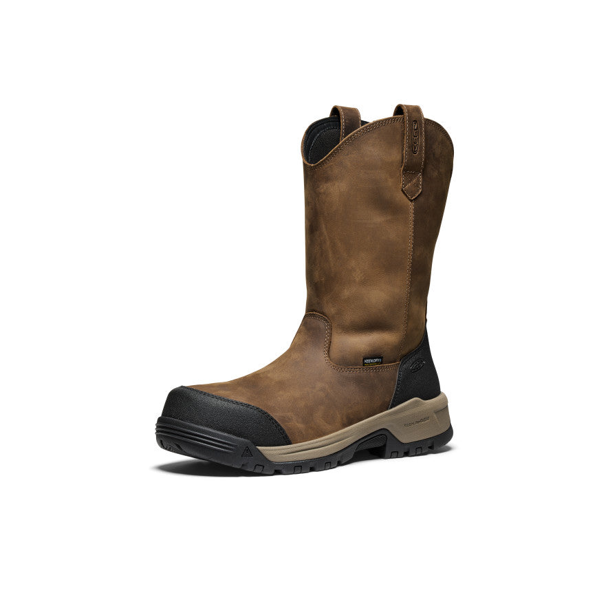 Keen Men's Evanston Pull-On Waterproof Boot (Carbon Toe) Bison/Black