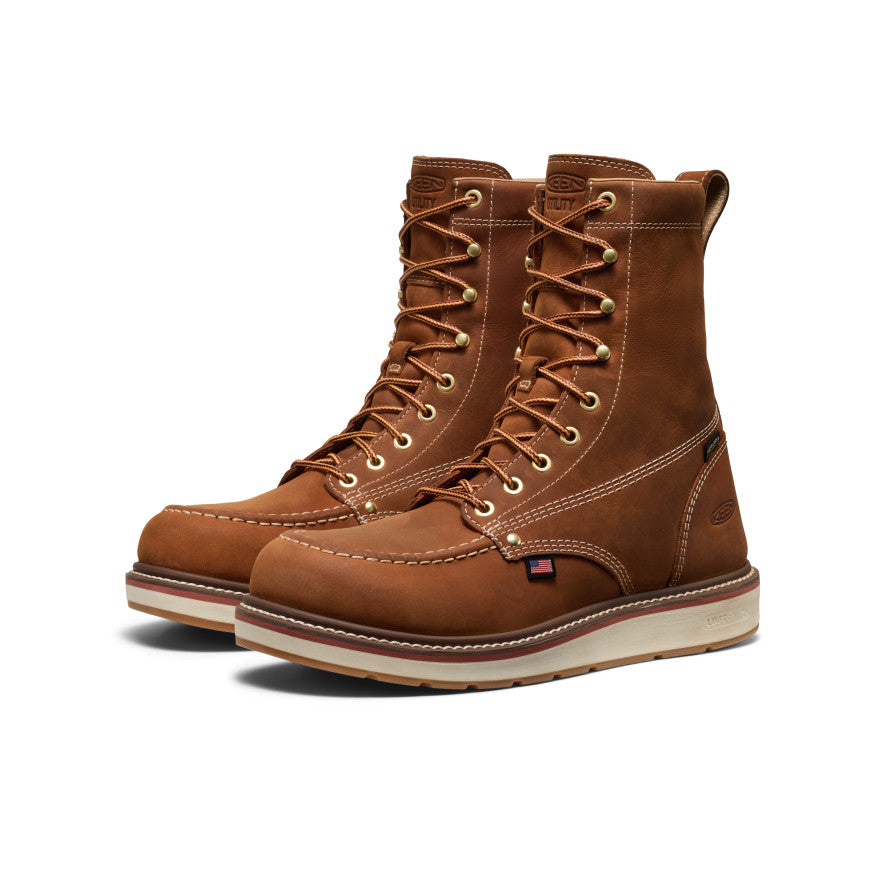 Keen Men's Liberty 8" Waterproof Boot (Soft Toe) Leather Brown/Birch