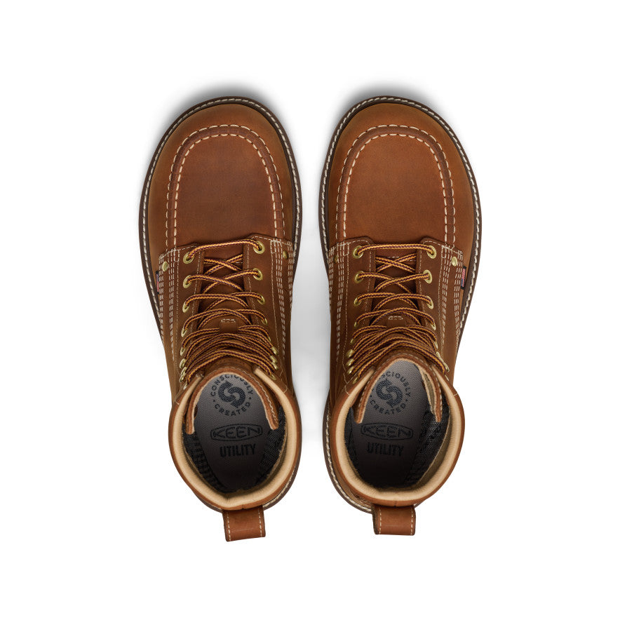 Keen Men's Liberty 8" Waterproof Boot (Soft Toe) Leather Brown/Birch
