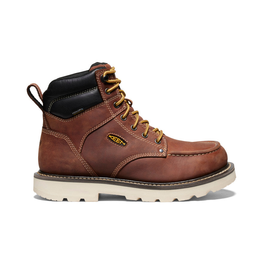 Keen Men's Cincinnati 6" Waterproof 90° Heel Boot (Soft Toe) Tuscan Red/Sandshell