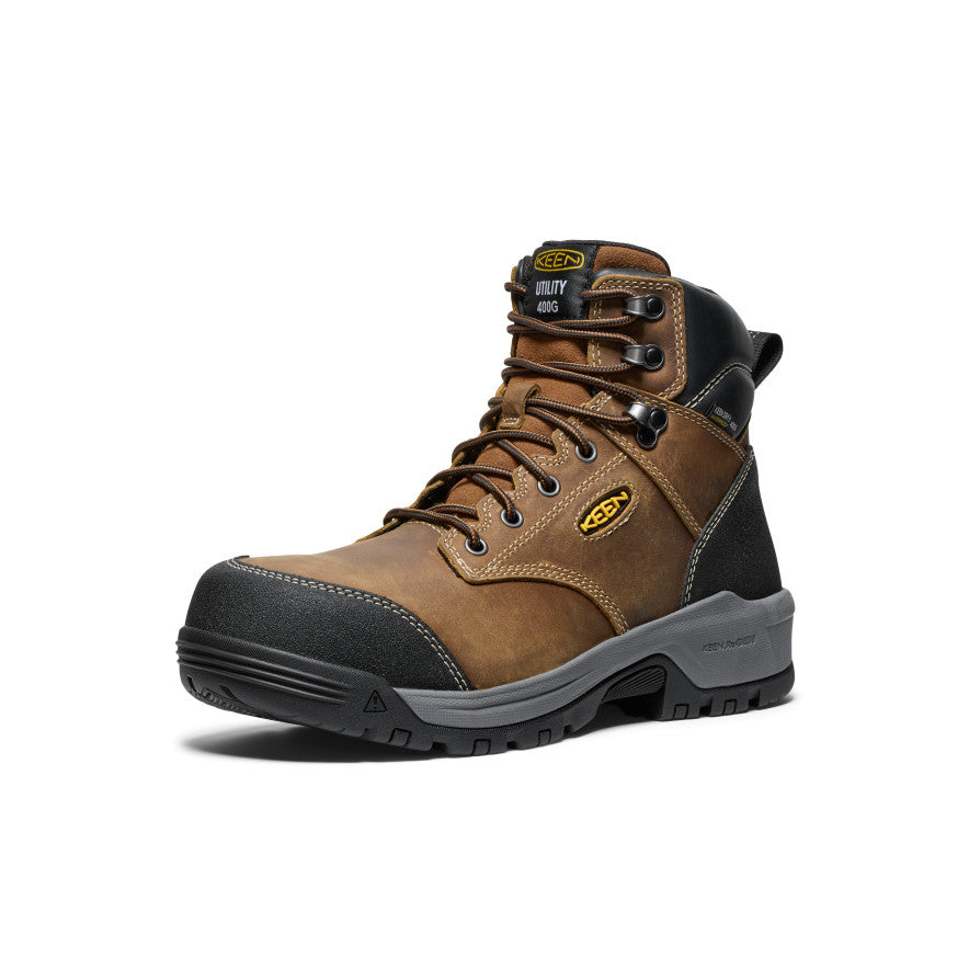 Keen Men's Evanston 6" Insulated Waterproof Boot (Carbon Toe) Bison/Black
