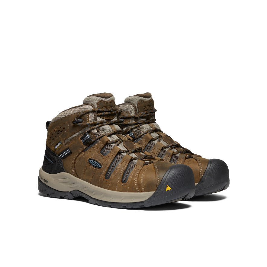 Keen Men's Flint II Waterproof Boot (Steel Toe) Cascade Brown/Orion Blue