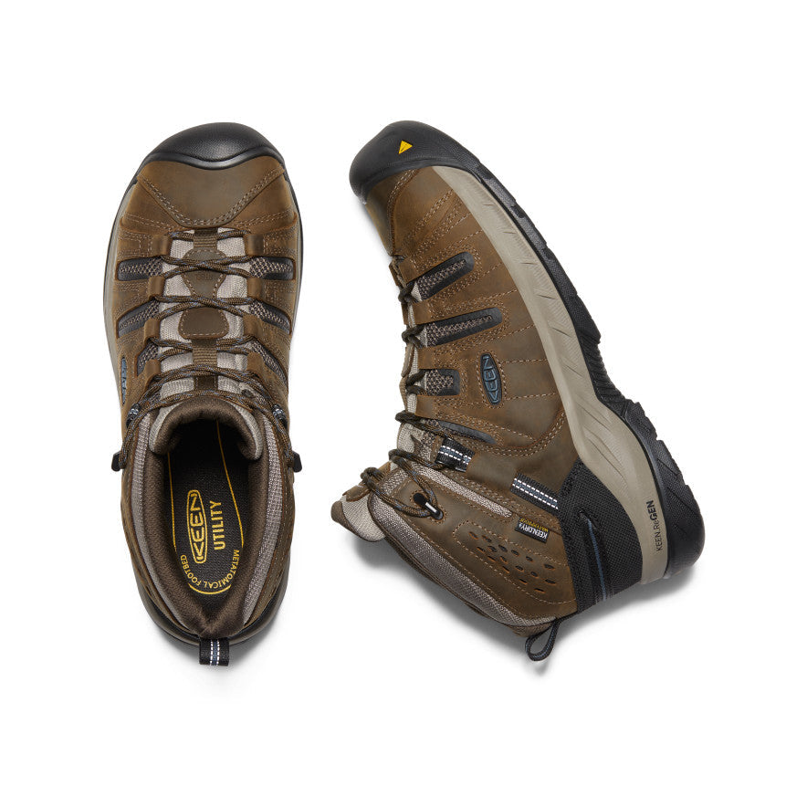 Keen Men's Flint II Waterproof Boot (Steel Toe) Cascade Brown/Orion Blue