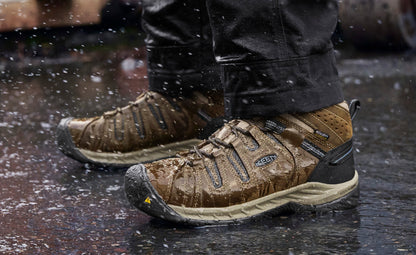 Keen Men's Flint II Waterproof Boot (Steel Toe) Cascade Brown/Orion Blue