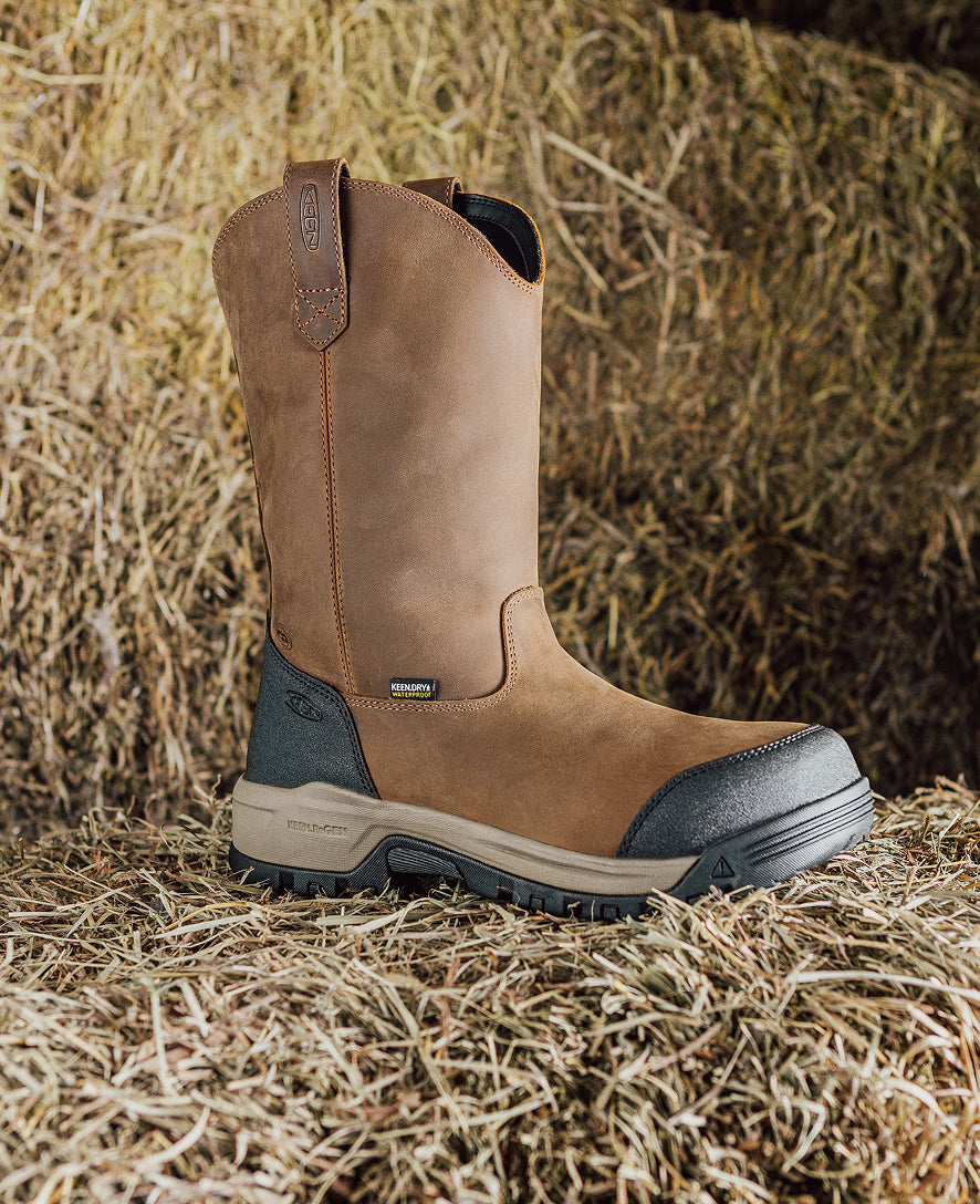 Keen Men's Evanston Pull-On Waterproof Boot (Soft Toe) Bison/Black