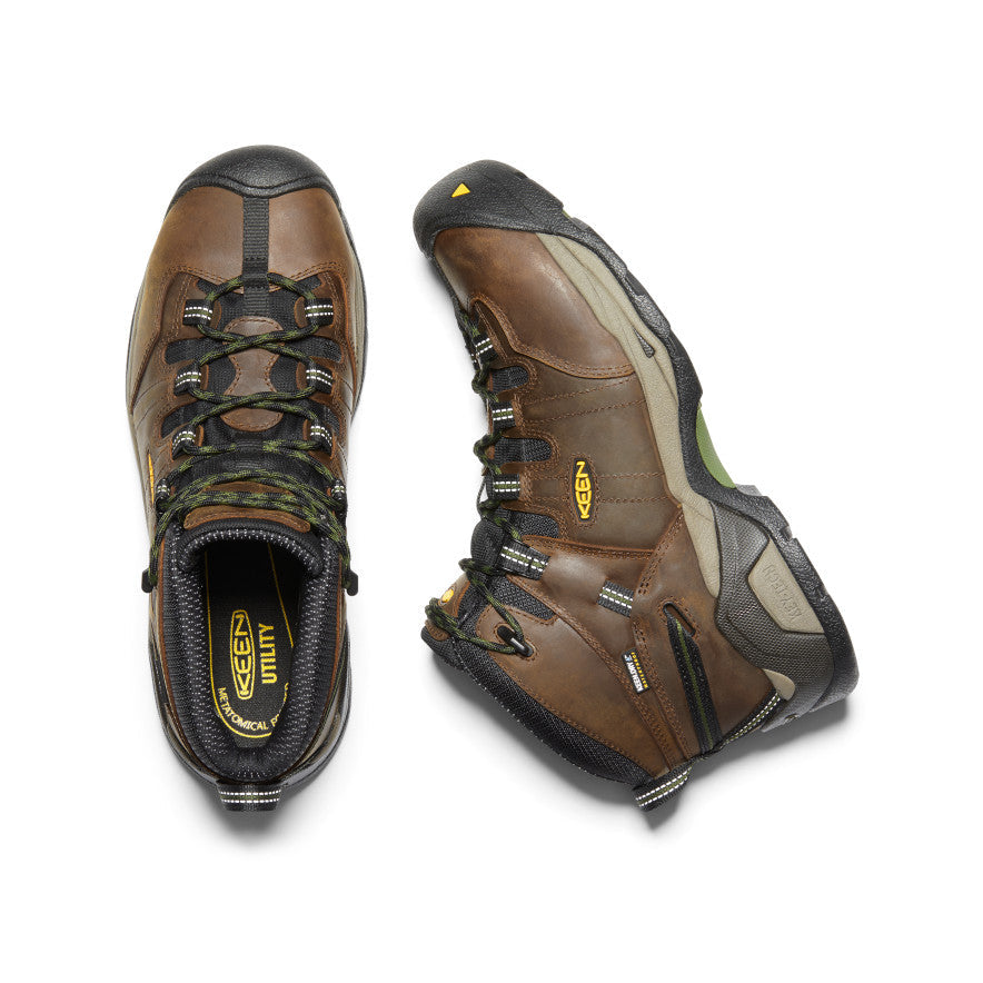 Keen Men's Detroit XT Waterproof Boot (Steel Toe) Cascade Brown/Bronze Green