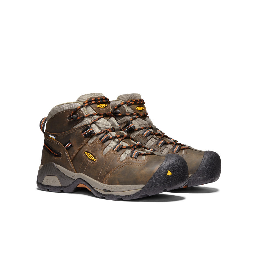 Keen Men's Detroit XT Waterproof Boot (Soft Toe) Black Olive/Leather Brown
