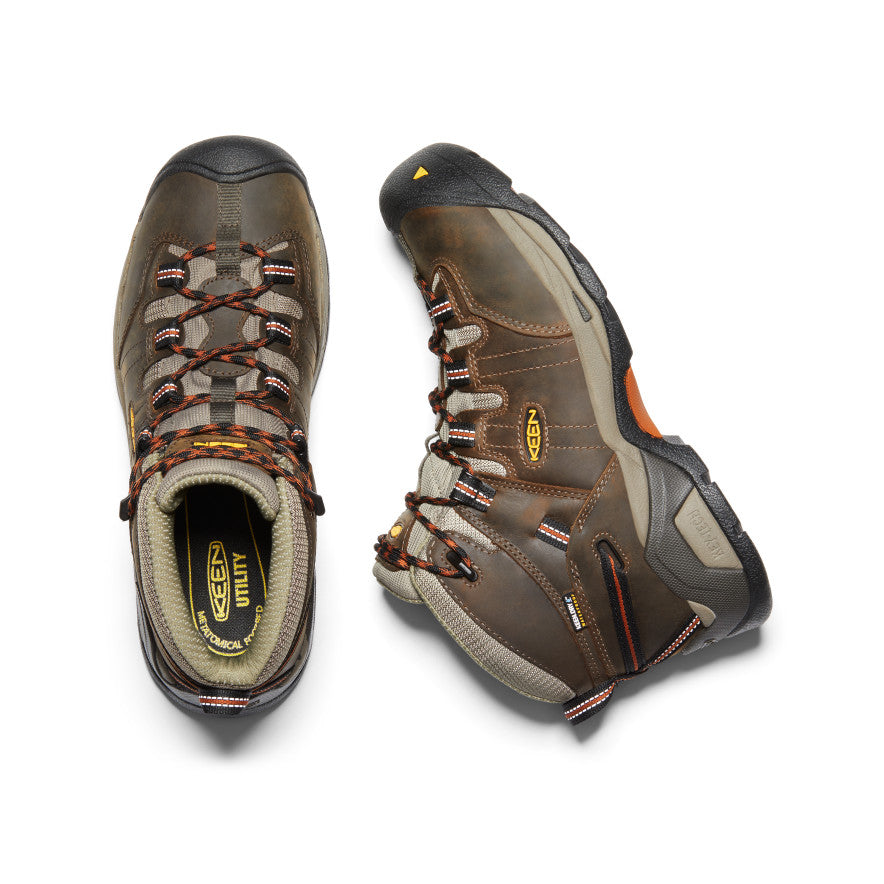 Keen Men's Detroit XT Waterproof Boot (Soft Toe) Black Olive/Leather Brown
