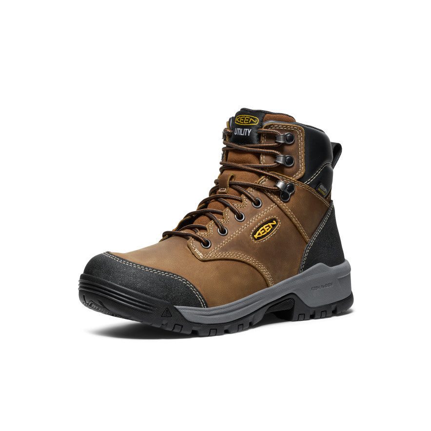 Keen Men's Evanston 6" Waterproof Boot (Soft Toe) Bison/Black