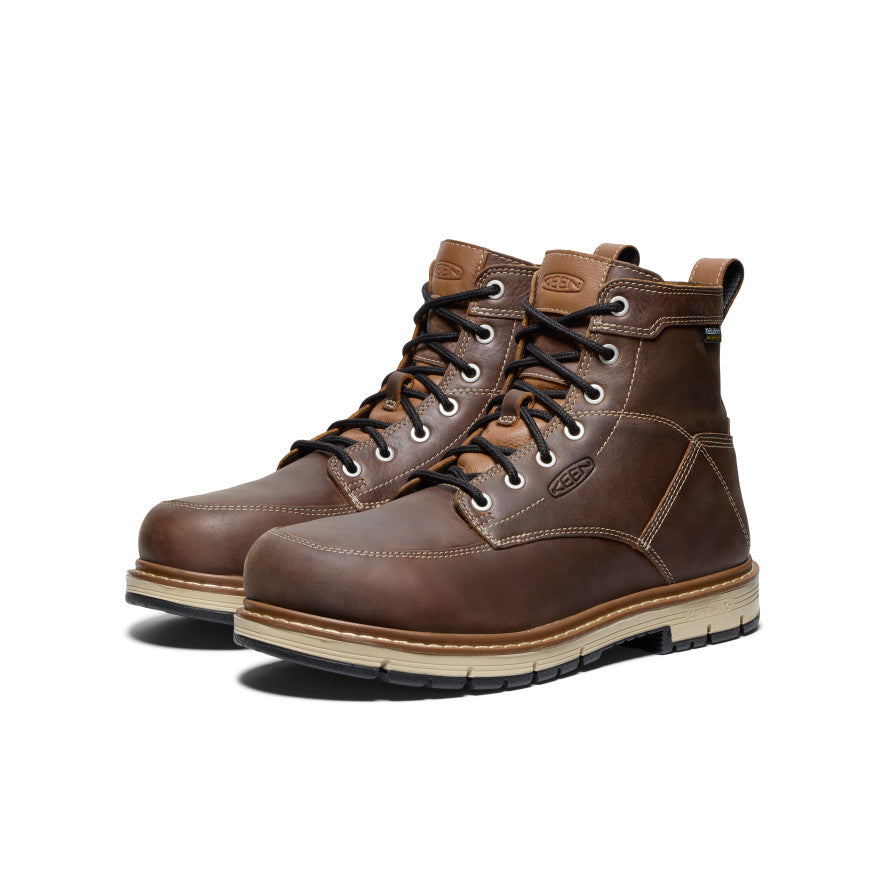 Keen Men's San Jose 6" Waterproof 90° Heel Boot (Aluminum Toe) Bison/Black