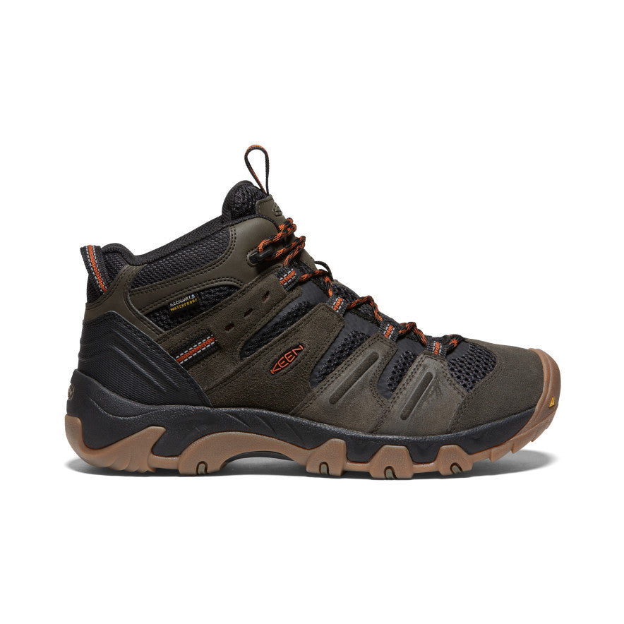 Keen Men's Headout Waterproof Hiking Boot Black Olive/Fossil Orange