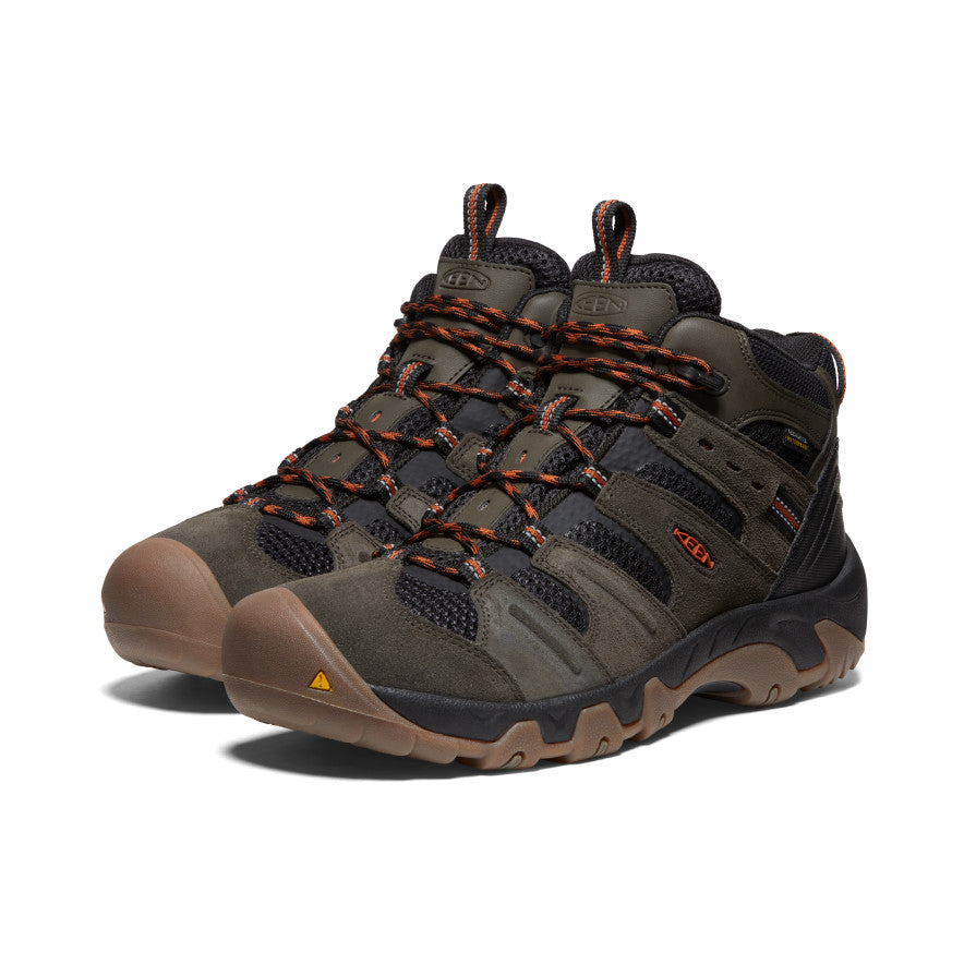 Keen Men's Headout Waterproof Hiking Boot Black Olive/Fossil Orange