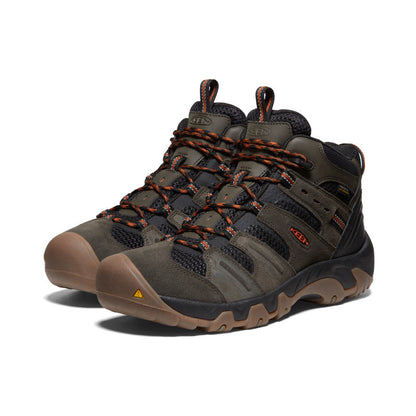 Keen Men's Headout Waterproof Hiking Boot Black Olive/Fossil Orange