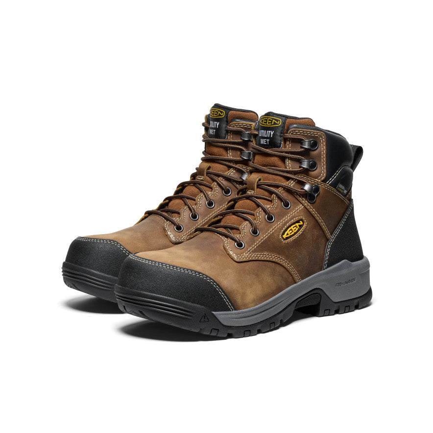 Keen Men's Evanston 6" Waterproof Boot INT MET (Carbon Toe) Bison/Black