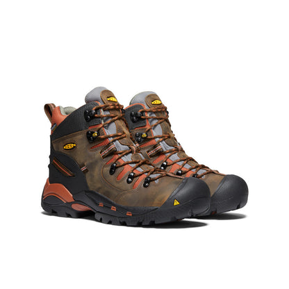 Keen Men's Pittsburgh 6" Waterproof Boot (Soft Toe) Cascade Brown/Bombay Brown
