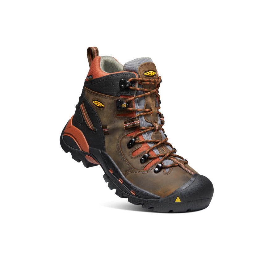 Keen Men's Pittsburgh 6" Waterproof Boot (Soft Toe) Cascade Brown/Bombay Brown