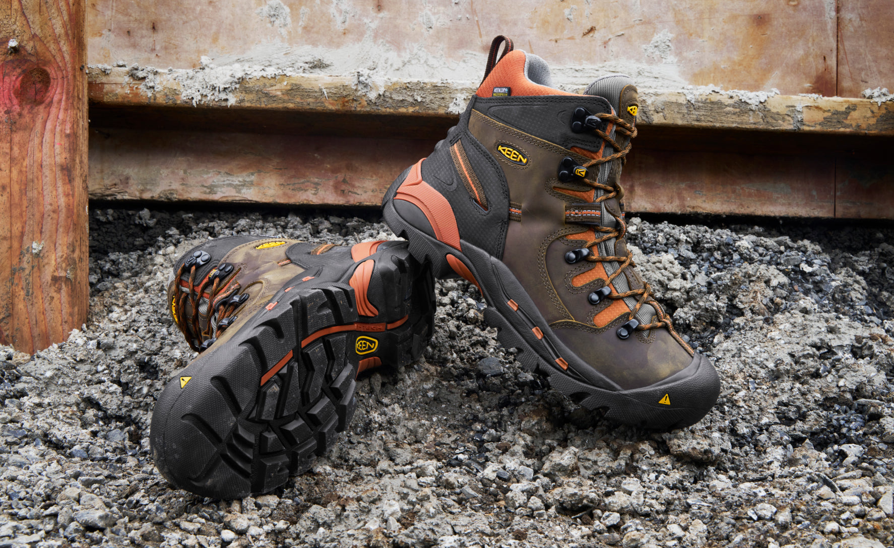 Keen Men's Pittsburgh 6" Waterproof Boot (Soft Toe) Cascade Brown/Bombay Brown