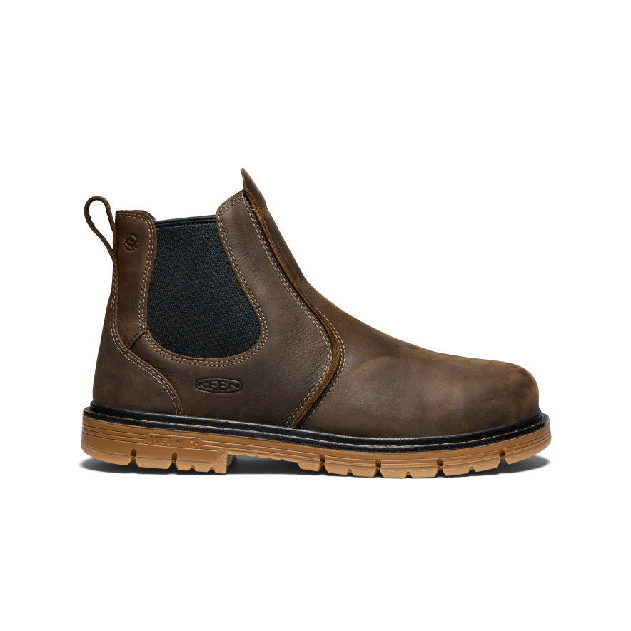 Keen Men's San Jose Chelsea 90° Heel Boot (Aluminum Toe) Cascade Brown/Gum