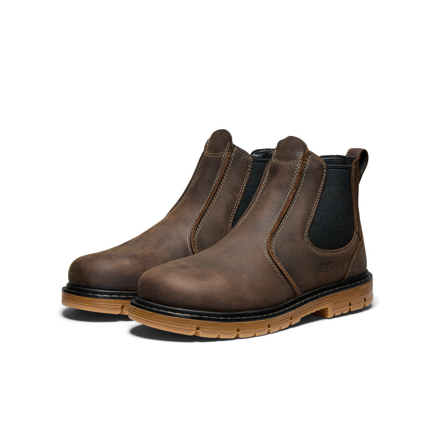 Keen Men's San Jose Chelsea 90° Heel Boot (Aluminum Toe) Cascade Brown/Gum